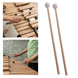 Maxbell 2Pcs Marimba Hammer 15.55'' Rubber Head Bells Wood Mallets Percussion Sticks white