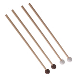 Maxbell 2Pcs Marimba Hammer 15.55'' Rubber Head Bells Wood Mallets Percussion Sticks white