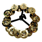 Maxbell Drum Cymbals Hi Hat Tambourine Bells Mountable Durable Percussion Instrument Double Gold