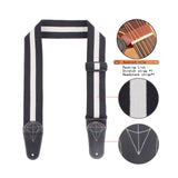 Maxbell Bass Guitar Strap Durable for Bass Guitars Electric Guitar Classical Guitars Black White