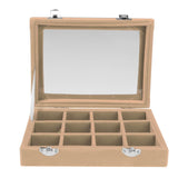 Max 12 Slots Jewelry Display Showcase Multifunction Storage Lockable Beige