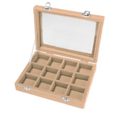 Max 12 Slots Jewelry Display Showcase Multifunction Storage Lockable Beige