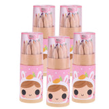 Max 5Pcs 12 Colored Pencil with Container Sharpener Child Writing Card Pink Tube