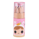 Max 5Pcs 12 Colored Pencil with Container Sharpener Child Writing Card Pink Tube