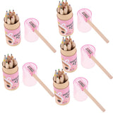 Max 5Pcs 12 Colored Pencil with Container Sharpener Child Writing Card Pink Tube