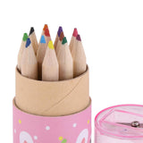 Max 5Pcs 12 Colored Pencil with Container Sharpener Child Writing Card Pink Tube