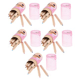 Max 5Pcs 12 Colored Pencil with Container Sharpener Child Writing Card Pink Tube