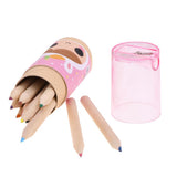 Max 5Pcs 12 Colored Pencil with Container Sharpener Child Writing Card Pink Tube