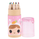 Max 5Pcs 12 Colored Pencil with Container Sharpener Child Writing Card Pink Tube