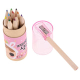 Max 5Pcs 12 Colored Pencil with Container Sharpener Child Writing Card Pink Tube