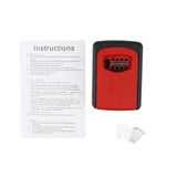 Max Key Storage Lock Box 4-Digit Combination Lock Box Wall Mounted  Red