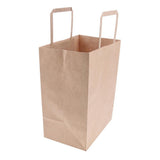 Max 10 Brown Kraft Paper Bags Food Carrier Takeaway with Handles 205*140*275 mm