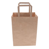 Max 10 Brown Kraft Paper Bags Food Carrier Takeaway with Handles 205*140*275 mm
