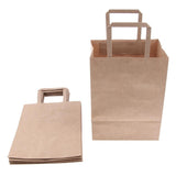 Max 10 Brown Kraft Paper Bags Food Carrier Takeaway with Handles 205*140*275 mm