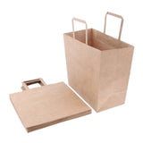 Max 10 Brown Kraft Paper Bags Food Carrier Takeaway with Handles 280*150*280 mm