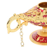 Maxbell Shiny Vintage Metal Aladdin Genie Light Lamp Tabletop Accent Gold-Red