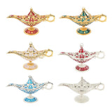 Maxbell Shiny Vintage Metal Aladdin Genie Light Lamp Tabletop Accent Gold-Red