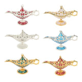 Maxbell Shiny Vintage Metal Aladdin Genie Light Lamp Tabletop Accent Gold-Red