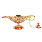 Maxbell Shiny Vintage Metal Aladdin Genie Light Lamp Tabletop Accent Gold-Red