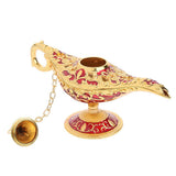 Maxbell Shiny Vintage Metal Aladdin Genie Light Lamp Tabletop Accent Gold-Red