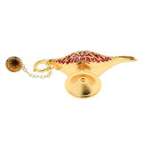 Maxbell Shiny Vintage Metal Aladdin Genie Light Lamp Tabletop Accent Gold-Red