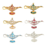 Maxbell Shiny Vintage Metal Aladdin Genie Light Lamp Tabletop Accent Gold-Red