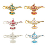 Maxbell Shiny Vintage Metal Aladdin Genie Light Lamp Tabletop Accent Gold-Red