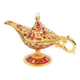 Maxbell Shiny Vintage Metal Aladdin Genie Light Lamp Tabletop Accent Gold-Red
