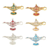 Maxbell Shiny Vintage Metal Aladdin Genie Light Lamp Tabletop Accent Gold-Red