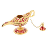 Maxbell Shiny Vintage Metal Aladdin Genie Light Lamp Tabletop Accent Gold-Red