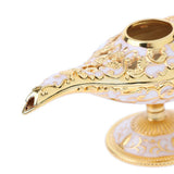 Maxbell Shiny Vintage Metal Aladdin Genie Light Lamp Tabletop Accent Gold-White