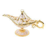 Maxbell Shiny Vintage Metal Aladdin Genie Light Lamp Tabletop Accent Gold-White