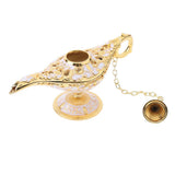 Maxbell Shiny Vintage Metal Aladdin Genie Light Lamp Tabletop Accent Gold-White