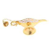 Maxbell Shiny Vintage Metal Aladdin Genie Light Lamp Tabletop Accent Gold-White