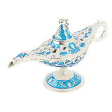 Maxbell Shiny Vintage Metal Aladdin Genie Light Lamp Tabletop Accent Silver-Blue