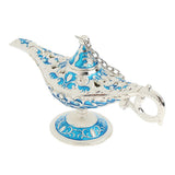 Maxbell Shiny Vintage Metal Aladdin Genie Light Lamp Tabletop Accent Silver-Blue