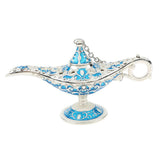 Maxbell Shiny Vintage Metal Aladdin Genie Light Lamp Tabletop Accent Silver-Blue