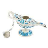 Maxbell Shiny Vintage Metal Aladdin Genie Light Lamp Tabletop Accent Silver-Blue