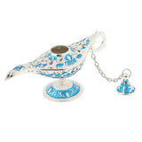 Maxbell Shiny Vintage Metal Aladdin Genie Light Lamp Tabletop Accent Silver-Blue