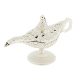 Maxbell Shiny Vintage Metal Aladdin Genie Light Lamp Tabletop Accent Silver-White