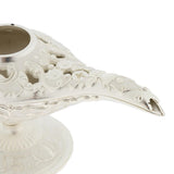 Maxbell Shiny Vintage Metal Aladdin Genie Light Lamp Tabletop Accent Silver-White