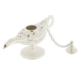 Maxbell Shiny Vintage Metal Aladdin Genie Light Lamp Tabletop Accent Silver-White