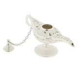 Maxbell Shiny Vintage Metal Aladdin Genie Light Lamp Tabletop Accent Silver-White