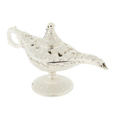 Maxbell Shiny Vintage Metal Aladdin Genie Light Lamp Tabletop Accent Silver-White