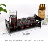 Max Maxb 9-Hole Black Acrylic Shot Glass Holder Rack Barware Whisky Cup Serving Tray