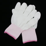 Max White Nylon Knitted PU Coated Inspection Work Gloves Jewelry Coin Elastic S