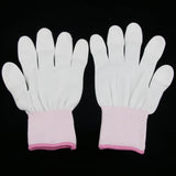 Maxbell White Nylon Knitted PU Coated Inspection Work Gloves Jewelry Coin, Elastic S