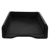 Max Acrylic Side Load Stackable A4 Paper Tray Organizer Folders Storage Black