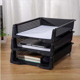 Max Acrylic Side Load Stackable A4 Paper Tray Organizer Folders Storage Black
