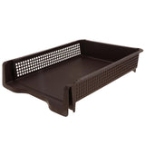 Max Acrylic Side Load Stackable A4 Paper Tray Organizer Folders Storage Brown